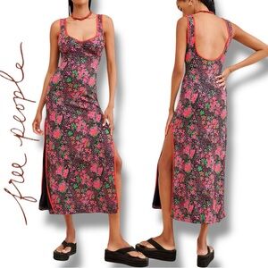 Free People | Dresses | Free People Womens Clementine Midi Floral Dress In  The Size Xlarge In Black | Poshmark